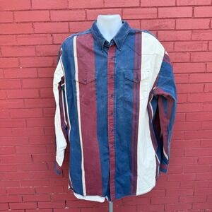 Vtg Wrangler Brushpopper Shirt Mens XXXLT‎ Striped Western Rodeo American USA